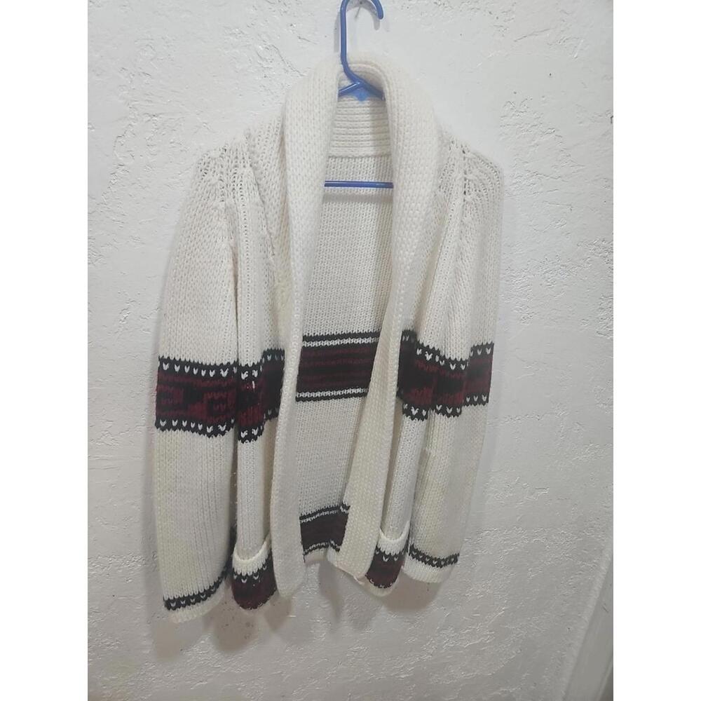VINTAGE SOUTHWESTERN AZTEC WRAP SWEATER CHUNKY KNIT CARDIGAN SWEATER SHAWL